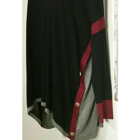 Joseph A Sweater Ladies Large Black Gray Color block Tight Knit Tunic - Picture 3 of 6